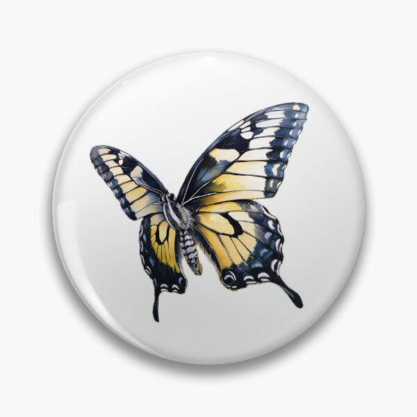 Item preview, Detailed watercolor illustration of a swallowtail butterfly with yellow and black wings designed and sold by homydesign.