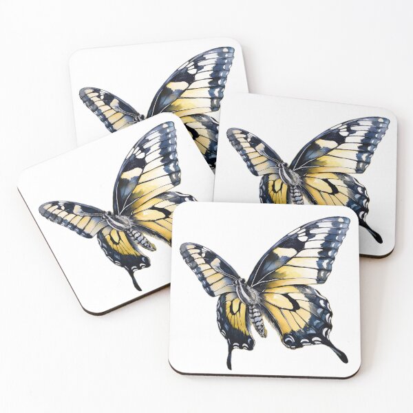 Item preview, Detailed watercolor illustration of a swallowtail butterfly with yellow and black wings designed and sold by homydesign.