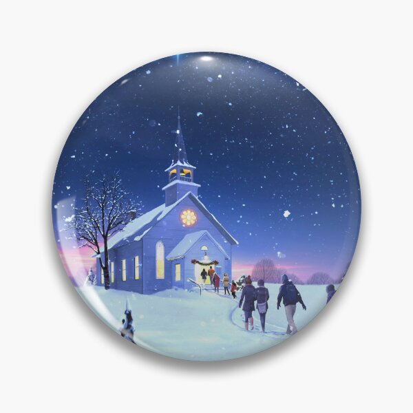 Item preview, Christmas Eve Church Winter Scene Artworks, Winter Art Prints, Christmas Eve Church Scene, Holiday Art Prints designed and sold by Global-Artists.