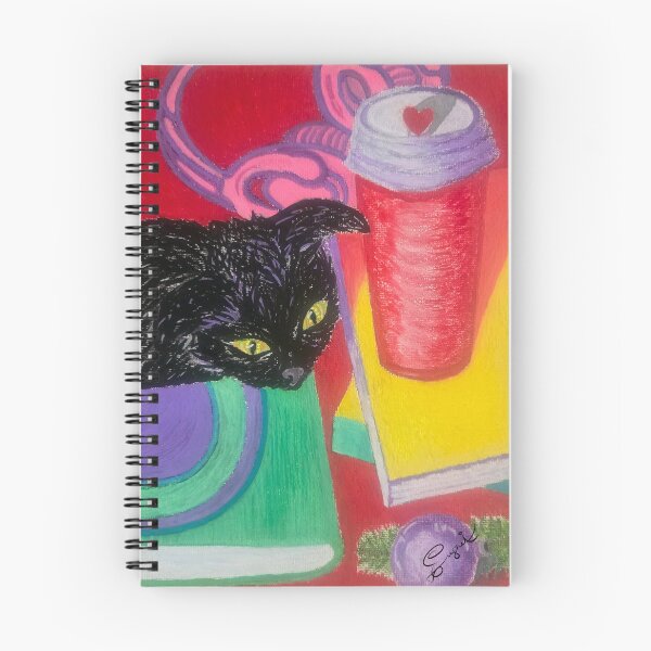 Item preview, Rincón de lectura con gato y café - Acogedora pintura de bodegón invernal (Lámina artística con gatito negro, libros y decoración navideña) designed and sold by PaintThatSheep Art Shop.