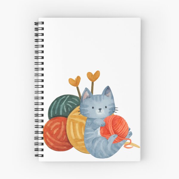 Aperçu de l'œuvre Chat gris mignon jouant avec de la laine | Illustration aquarelle d'un chaton pour les amoureux des chats créée et vendue par Design Therapy Philippines.
