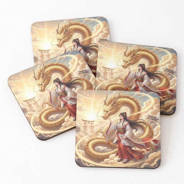 Item preview, Amaterasu and the Golden Dragon | Japanese Mythical Art / 天照と金龍 ― 光を護る者 designed and sold by Mori-no-Akari.