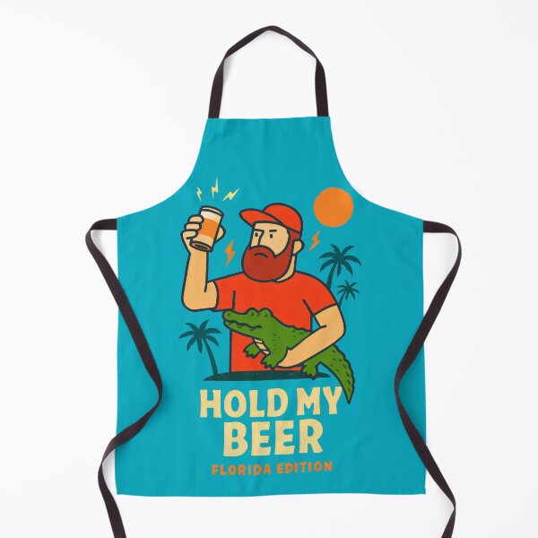 Item preview, Bearded Man Holding Beer with Alligator in Red and Blue Scene designed and sold by SplashTastic.