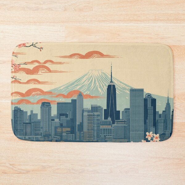 Item preview, New York City Skyline and Mount Fuji – Japanese Ukiyo-e Woodblock Cityscape designed and sold by Vandy Fullam.