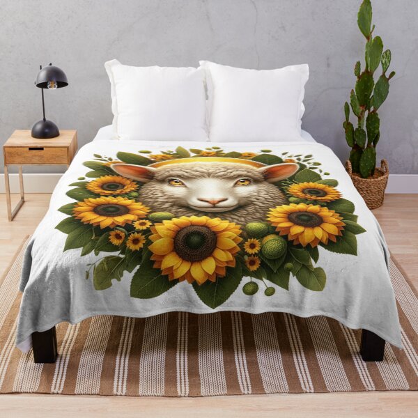Item preview, Sheep Among Sunflowers – Warm and Cheerful Nature Illustration designed and sold by Art-Arcade6.