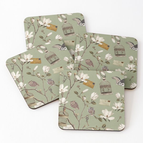 Item preview, Magnolia Grove with Owls in Sage Green designed and sold by Delinda Graphic Studio.