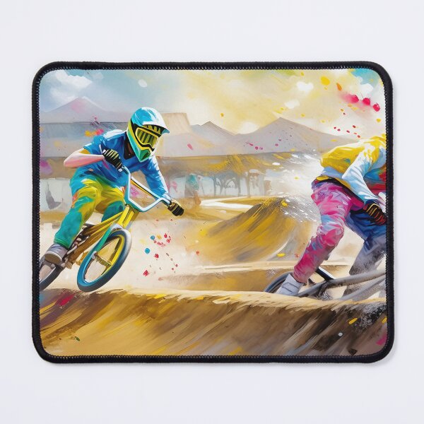 Item preview, BMX racers speed down a vibrant track designed and sold by homydesign.