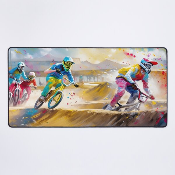 Item preview, BMX racers speed down a vibrant track designed and sold by homydesign.