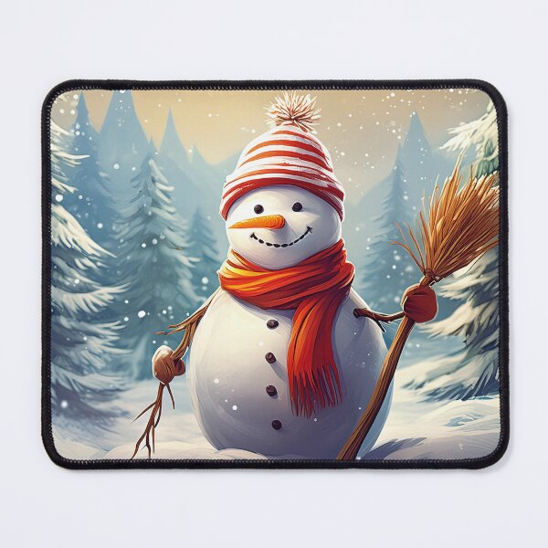 Item preview, A cheerful snowman stands in a snowy landscape designed and sold by homydesign.