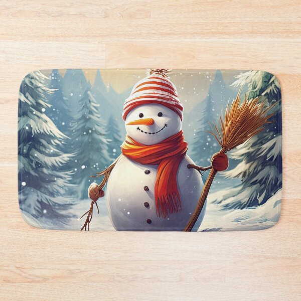 Item preview, A cheerful snowman stands in a snowy landscape designed and sold by homydesign.