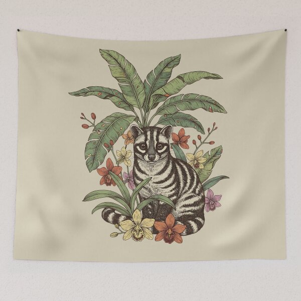 Item preview, Vintage Banded Palm Civet Botanical Art designed and sold by BirdsnStuff.