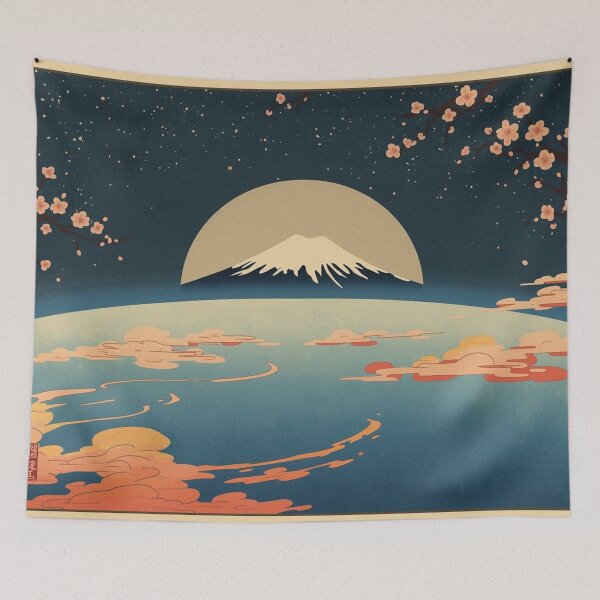 Item preview, View of Earth from Space and Mount Fuji – Japanese Ukiyo-e Woodblock Art designed and sold by Vandy Fullam.