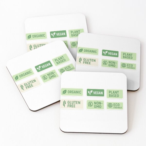 Item preview, Green food label stickers featuring organic, vegan, and eco-friendly themes, AI generated designed and sold by dvoevnore.