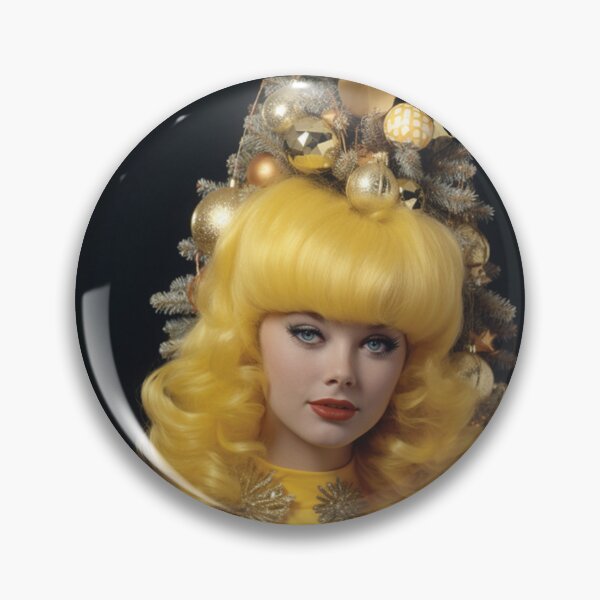 Item preview, Kitsch Christmas 1960s 60s retro yellow christmas tree woman greeting card designed and sold by MiettaPreston.