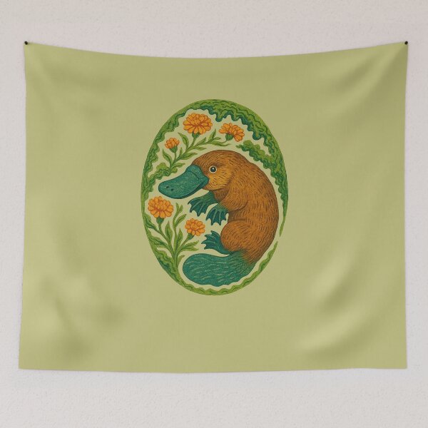Item preview, Whimsical Vintage Platypus with Florals designed and sold by FrictionMaxxing.