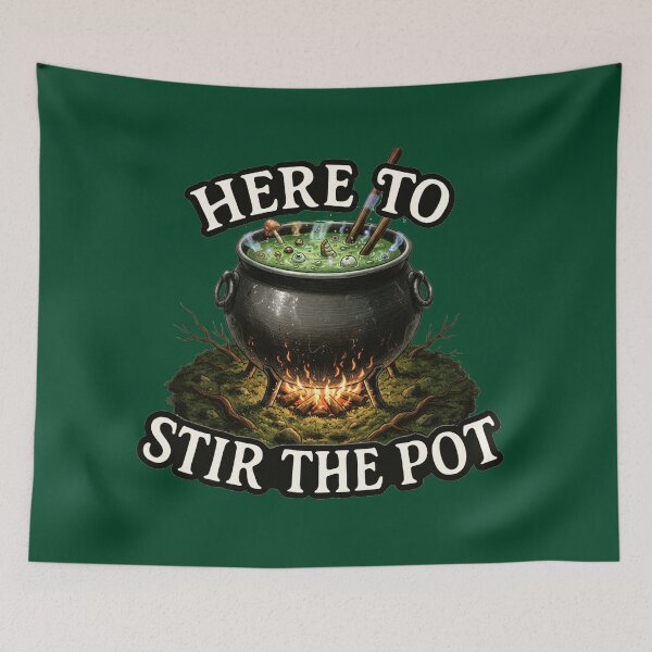 Item preview, Here to Stir the Pot – Witchy Humour Cauldron for Magical Minds funny designed and sold by headpossum.