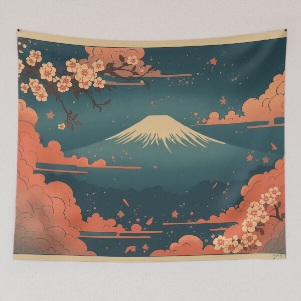 Item preview, View of Earth and Mount Fuji – Japanese Ukiyo-e Woodblock Cosmic Scene designed and sold by Vandy Fullam.