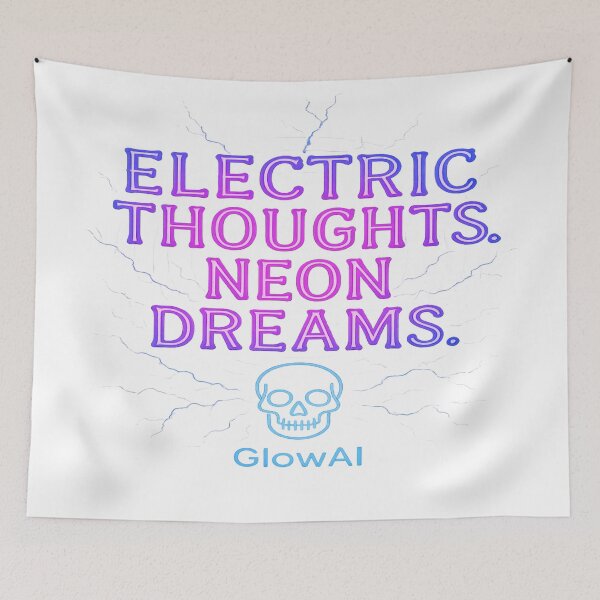 Item preview, Electric Thoughts. Neon Dreams. GlowAI | Cyberpunk Neon Skull Energy Art designed and sold by GlowAIDesigns.