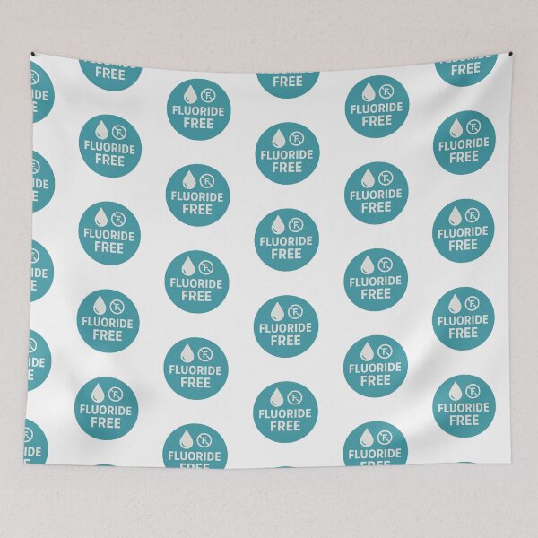 Item preview, Fluoride-free label sticker with water drop symbol on blue background, AI generated designed and sold by dvoevnore.