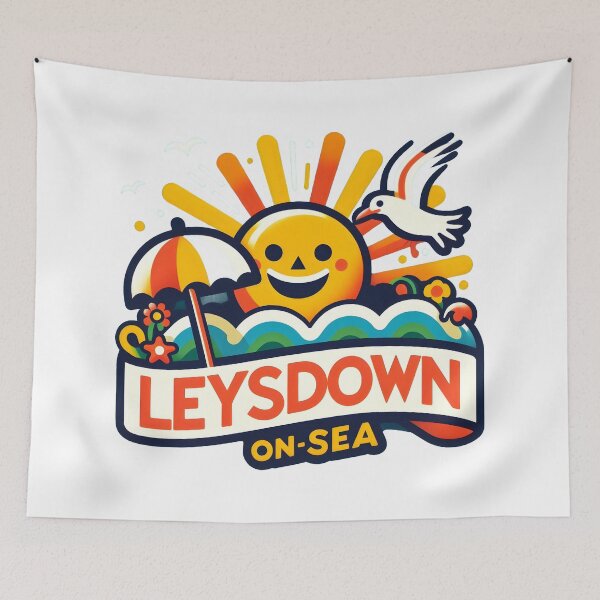 Item preview, Bright Leysdown-on-Sea Beach Design - Retro Seaside Art. designed and sold by The-T-In-Retro.