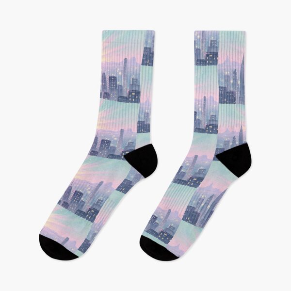 Item preview, Mindful meditation above a vibrant city skyline at dusk with a silhouette cat figure emanating light designed and sold by SpaceartLilu.