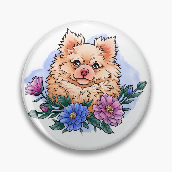 Item preview, Perro pomerania entre las flores designed and sold by Julia Does Illustration.