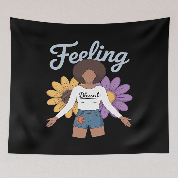 Item preview, Feeling Blessed, Soulful African American Woman with Flowers designed and sold by PeteHomenick.