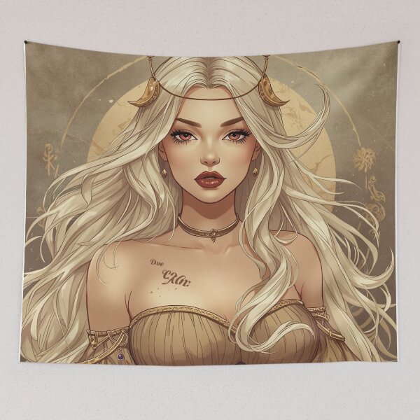 Item preview, Celestial Cottagecore Goddess – Fantasy Zodiac Enchantress with Flowing Hair designed and sold by MissSaylor.