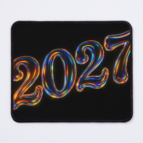 Item preview, Neon Futuristic 2027 – Glowing Year Number on Black Background designed and sold by EmeraldeaDesign.