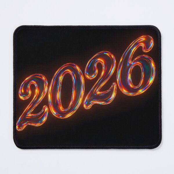 Item preview, Neon Futuristic 2026 – Glowing Year Number on Black Background designed and sold by EmeraldeaDesign.
