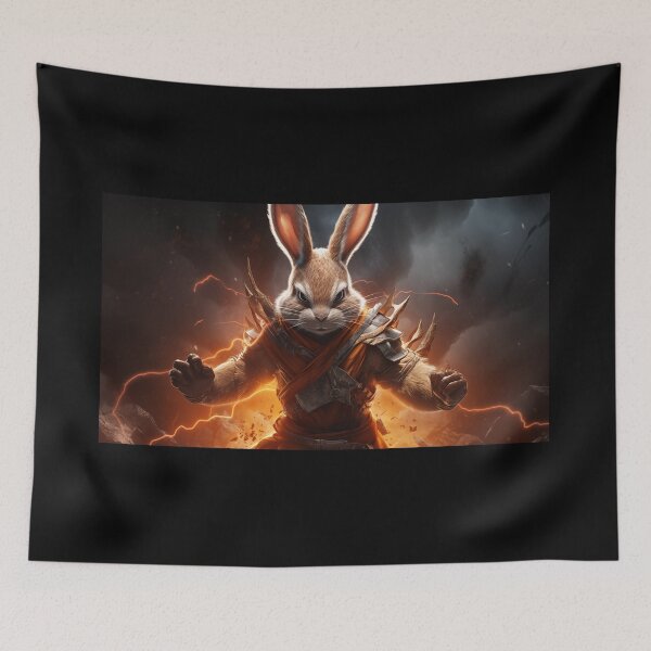 Item preview, Enraged, Super Saiyan Bunny summons golden lightning, becoming the Ultimate Apex Predator in a fiery landscape designed and sold by Epsydon Designers.