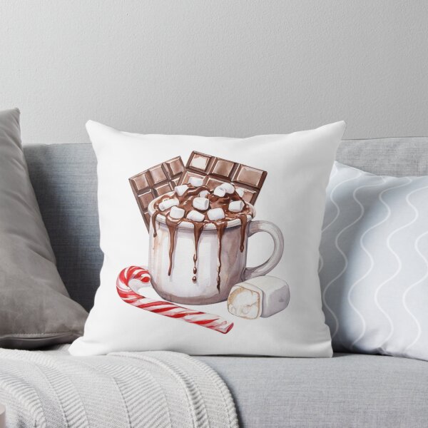 Item preview, Cozy Hot Chocolate Watercolor — Winter Candy Cane and Marshmallow Mug Art designed and sold by Colorful-Garden.