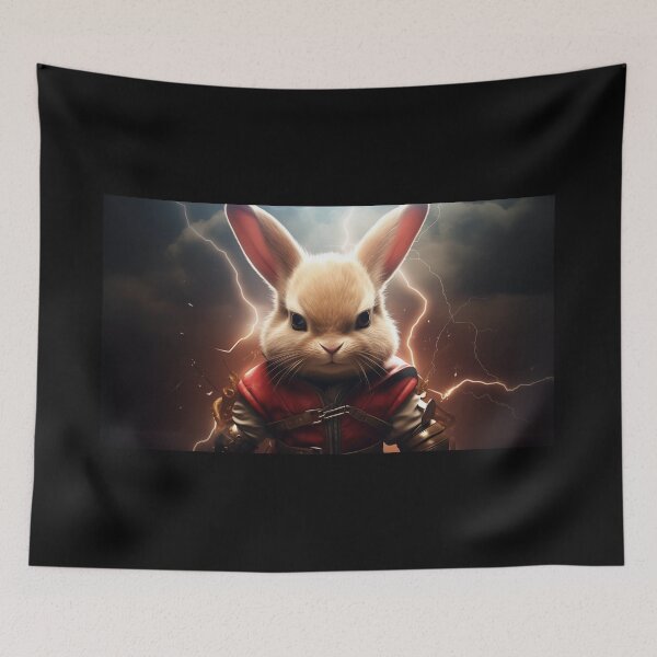 Item preview, Enraged, Super Saiyan Bunny summons golden lightning, becoming the Ultimate Apex Predator in a fiery landscape designed and sold by Epsydon Designers.