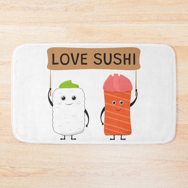 Item preview, Sushi characters holding love sushi banner designed and sold by rymarenko.