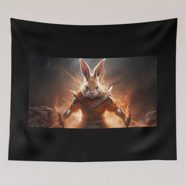 Item preview, Enraged, Super Saiyan Bunny summons golden lightning, becoming the Ultimate Apex Predator in a fiery landscape designed and sold by Epsydon Designers.