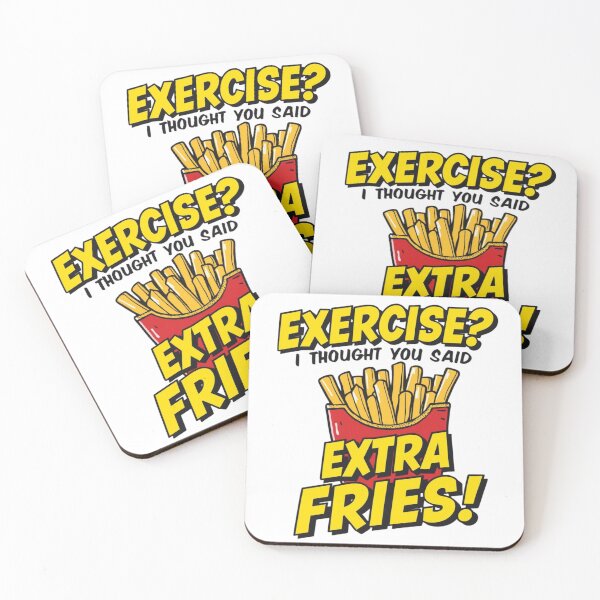 Item preview, Funny Gym Shirt – Exercise? I Thought You Said Extra Fries – Fitness Joke T-Shirt for Food Lovers designed and sold by RaybenMedia.