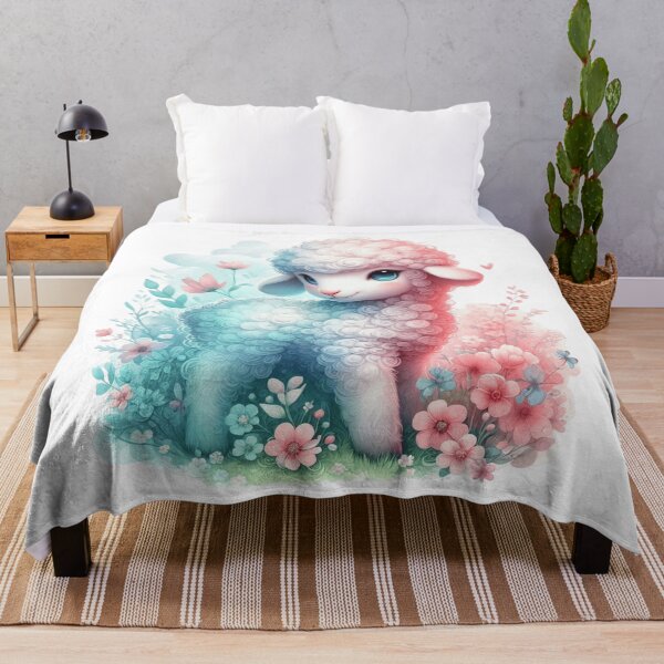 Item preview, Cute Pastel Lamb Among Flowers designed and sold by Art-Arcade6.