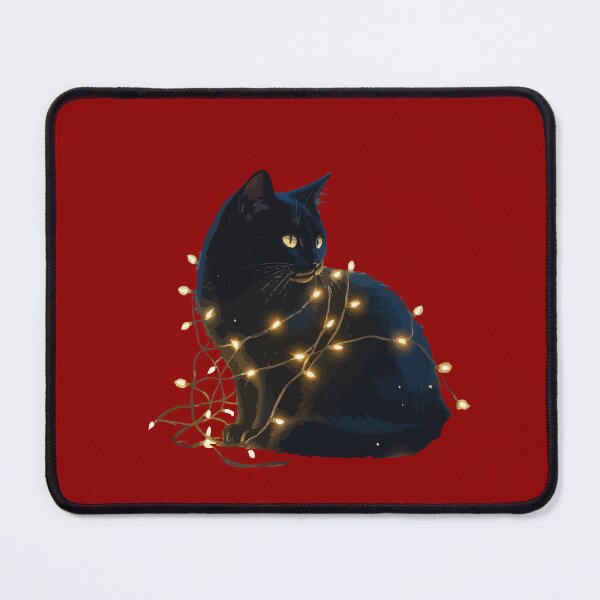 Item preview, Fur, Fun, and Festive Cheer Black Cat Entangled In Fairy Lights designed and sold by taiche.