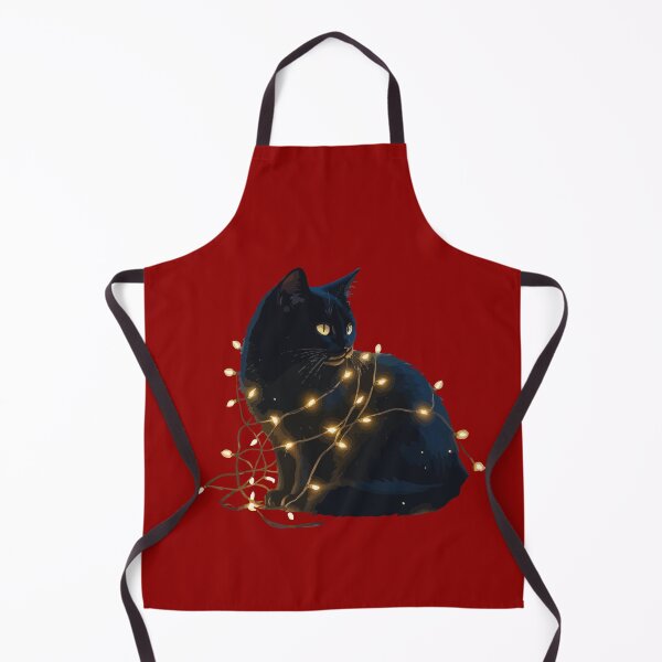 Item preview, Fur, Fun, and Festive Cheer Black Cat Entangled In Fairy Lights designed and sold by taiche.