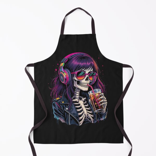 Item preview, Skeleton Girl with Headphones and Soda | Cool Cyberpunk Pop-Art Skeleton Design designed and sold by ColorSplash123.