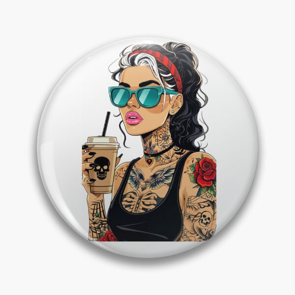 Item preview, Tattooed Gothic Coffee Queen – Punk Rock Alt Girl Art designed and sold by VelvetChaosCove.