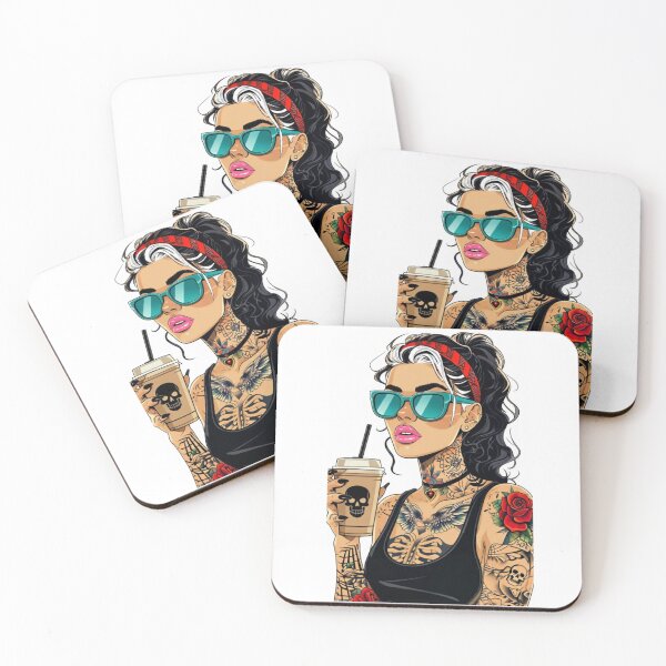 Item preview, Tattooed Gothic Coffee Queen – Punk Rock Alt Girl Art designed and sold by VelvetChaosCove.