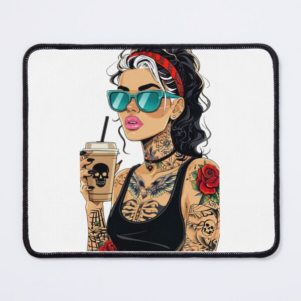 Item preview, Tattooed Gothic Coffee Queen – Punk Rock Alt Girl Art designed and sold by VelvetChaosCove.