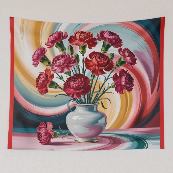 Item preview, A photographic still life painting of vibrant red carnations. designed and sold by Lilashakti ⭐️ ⭐️ ⭐️ ⭐️ ⭐️.