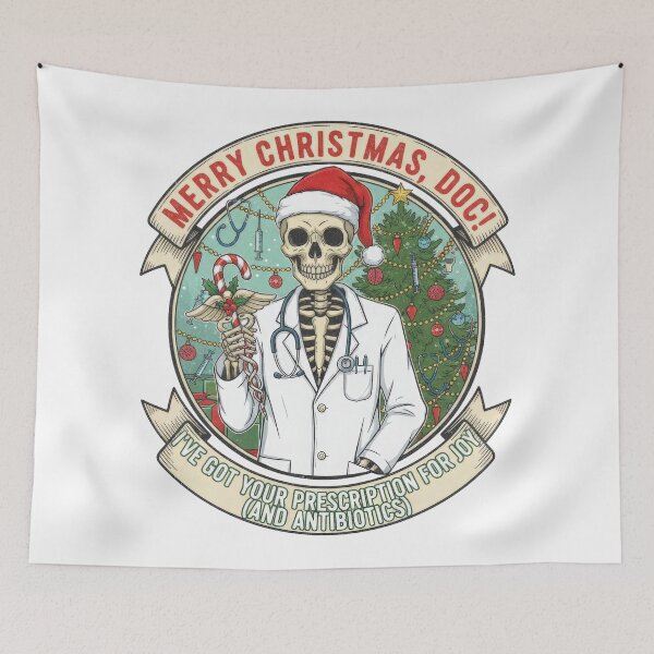 Item preview, Merry Christmas Doc - Funny Skeleton Doctor Prescription  designed and sold by Gaviani Design Studio.