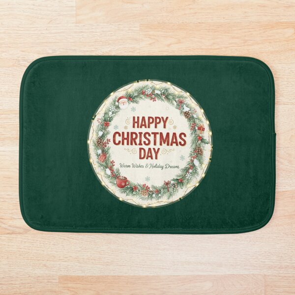 Item preview, Happy Christmas Day Wreath – Festive Holiday Lights & Santa Design designed and sold by Breaking Shop.