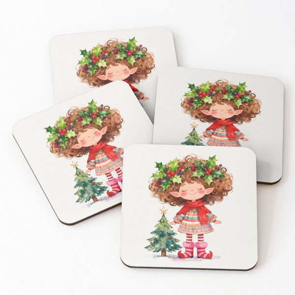 Item preview, Cute Christmas elf, cheerful little elf in a Norwegian dress with a red scarf and pointed boots - Christmas illustration designed and sold by Connys Colorful World.