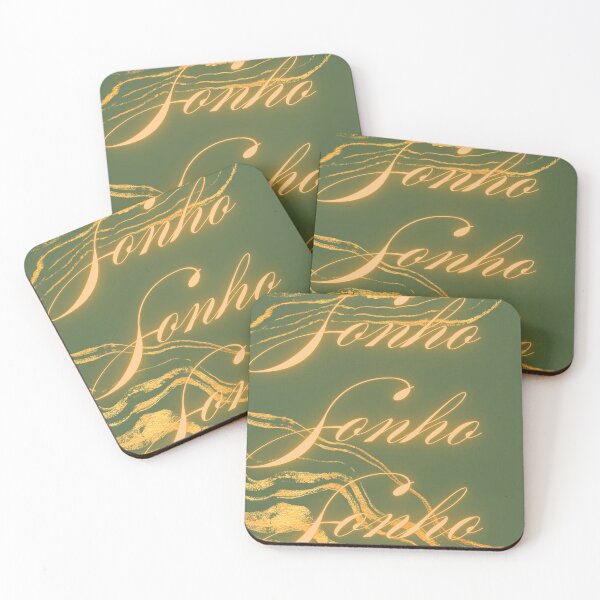 Item preview, Sonho - Golden Neon Typography on Khaki Marble Background designed and sold by LOUBNEY.