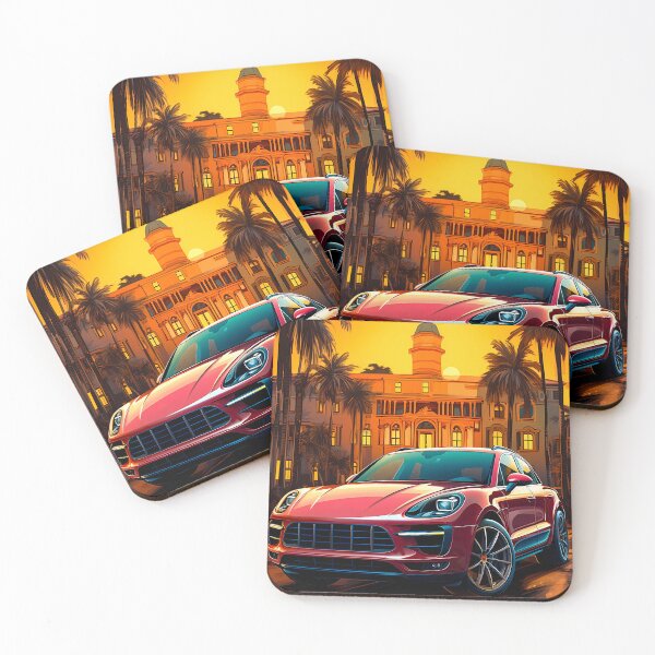Item preview, Dynamic Sport SUV Framed By Palm Trees And Sunset designed and sold by RevUpDesign.