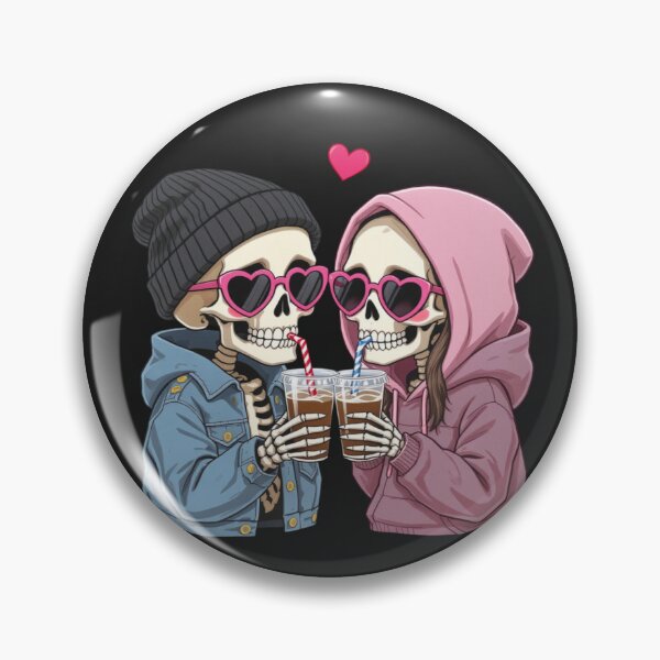 Item preview, Skeleton Couple Sharing Coffee | Cute Gothic Kawaii Romantic Skeleton Art designed and sold by ColorSplash123.